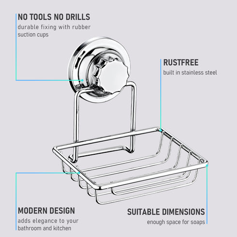 Soap Dish Holder with Powerful Vacuum Suction Cup